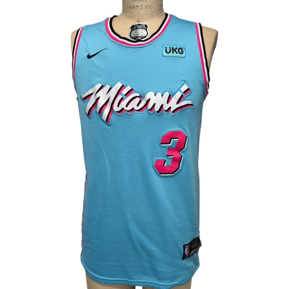 Nike Connect Miami Heat Dwyane Wade 3 Blue Pink Basketball Jersey Mens 48 UKG